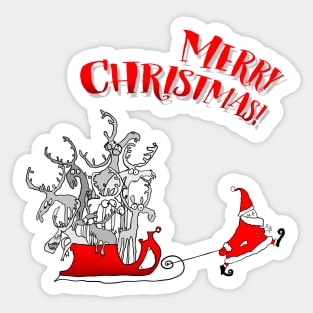 Santa Claus and Reindeers - Merry Christmas! Sticker